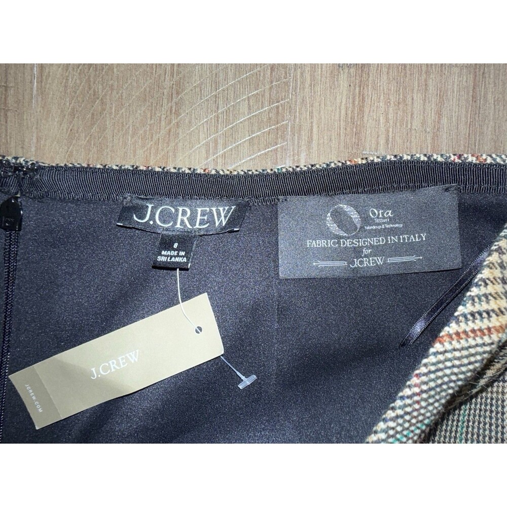 NWT J. Crew Classic Ruffle Trim Glen Plaid 100% Wool Midi Skirt Chic Size 8 NEW - Picture 6 of 16